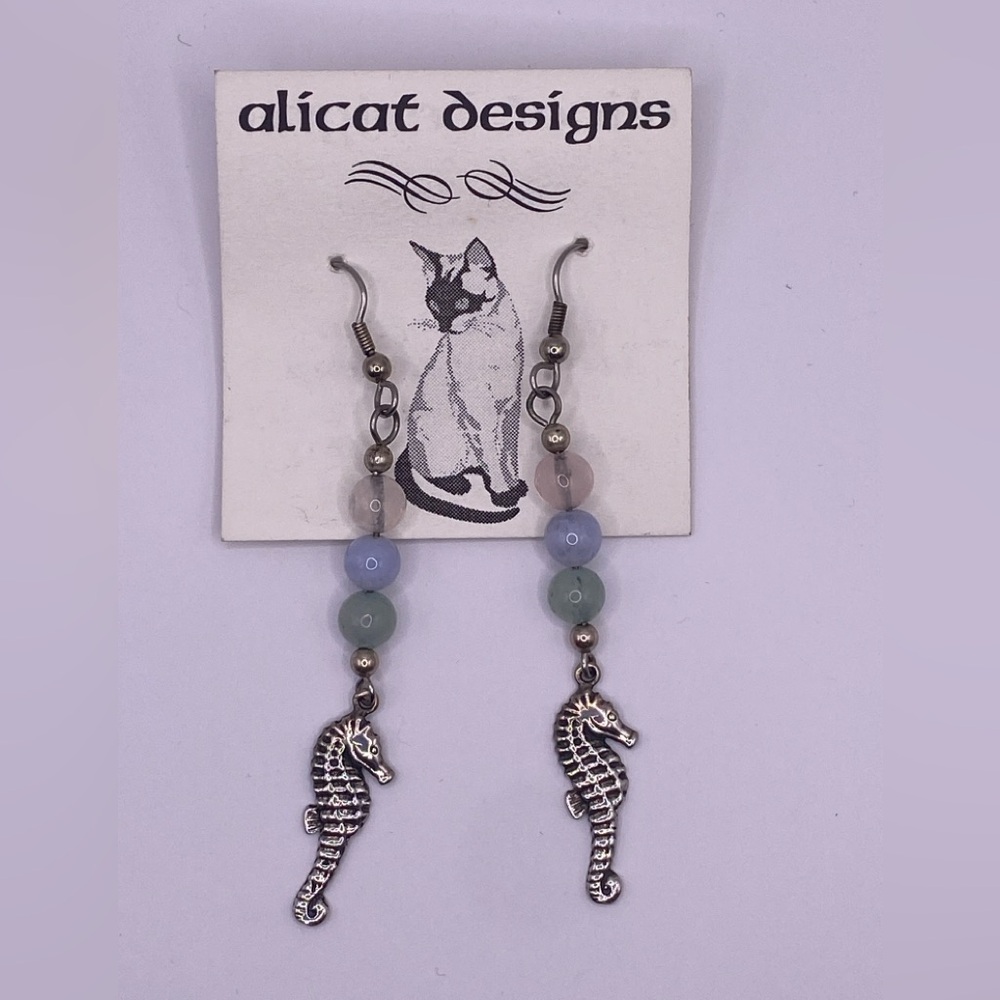 NWT Hand-Made Silver and Semi-Precious Stone Earrings
